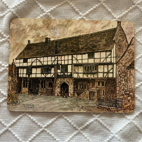 Vintage British‎ Pub Cork Placemats Signed Art Prints Set of 6 Collectible - Picture 5 of 13